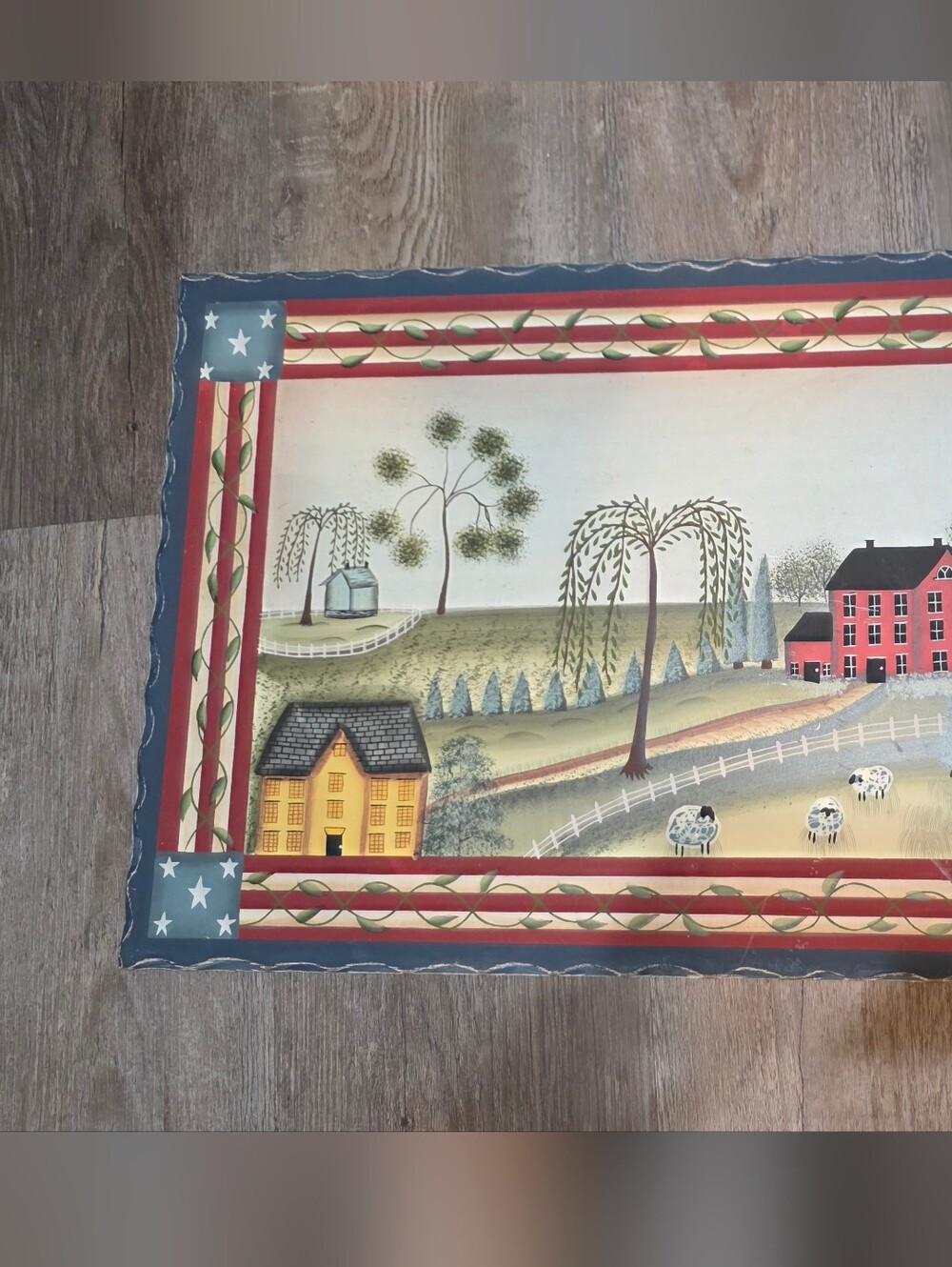 Folk Art Farmhouse Painting On A Wood Board